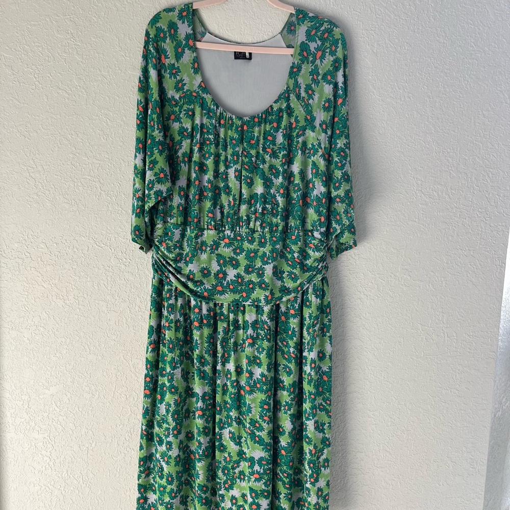 IGIGI by Yuliya Raquel Women's Plus Size 22/24 Lined Green Floral Dress
